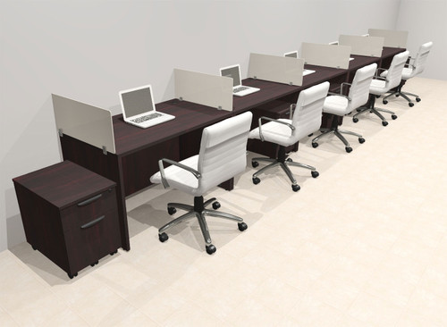 Five Person Modern Acrylic Divider Office Workstation Desk Set, #OT-SUS-SP83