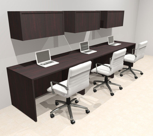 Three Person Modern No Panel Office Workstation Desk Set, #OT-SUS-SPN33