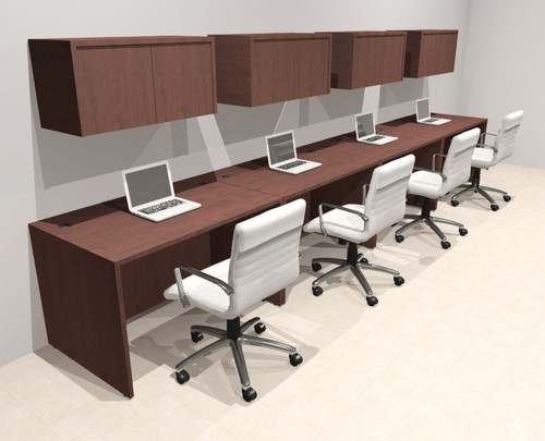 Four Person Modern No Panel Office Workstation Desk Set, #OT-SUS-SPN37