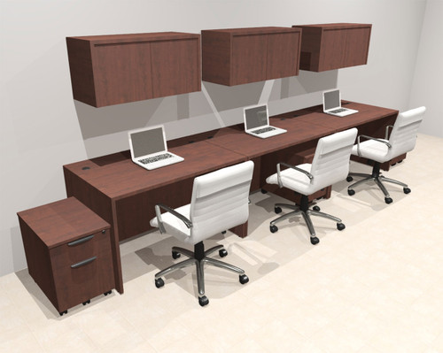 Three Person Modern No Panel Office Workstation Desk Set, #OT-SUS-SPN52