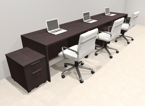 Three Person Modern No Panel Office Workstation Desk Set, #OT-SUS-SPN73