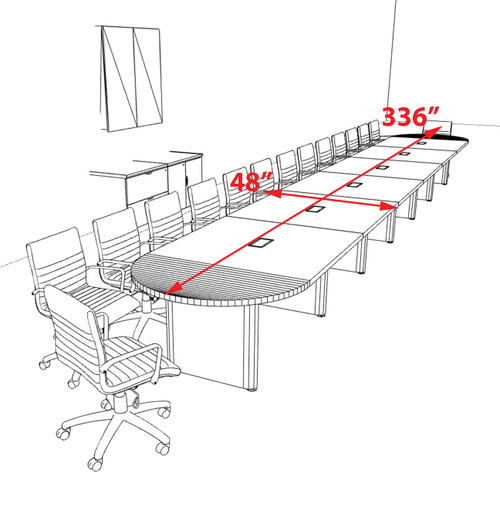 Racetrack Cable Management 28' Feet Conference Table, #OF-CON-CRP74