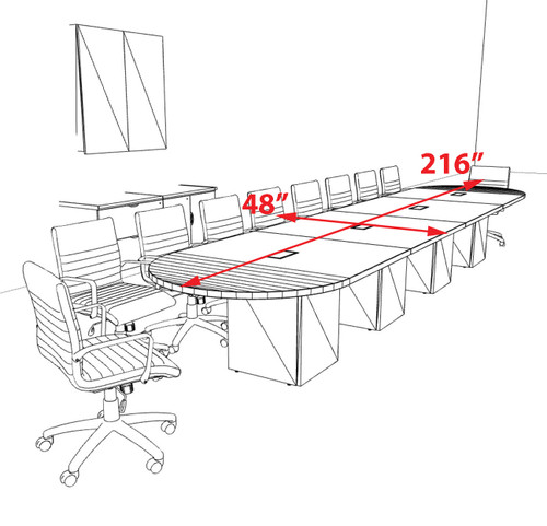 Modern Racetrack 18' Feet Conference Table, #OF-CON-CRQ35