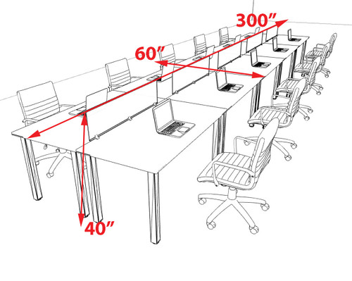 10 Person Modern  Metal Leg Office Workstation Desk Set, #OT-SUL-FPM21