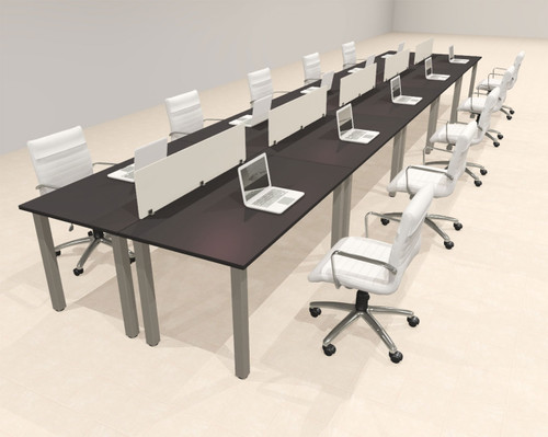 10 Person Modern  Metal Leg Office Workstation Desk Set, #OT-SUL-FPM24