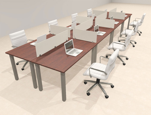 8 Person Modern  Metal Leg Office Workstation Desk Set, #OT-SUL-FPM37