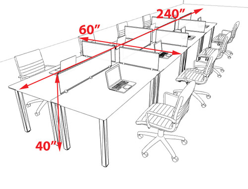 8 Person Modern  Metal Leg Office Workstation Desk Set, #OT-SUL-FPM39