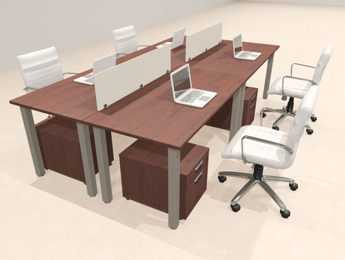 4 Person Modern  Metal Leg Office Workstation Desk Set, #OT-SUL-FPM52