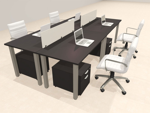 4 Person Modern  Metal Leg Office Workstation Desk Set, #OT-SUL-FPM54