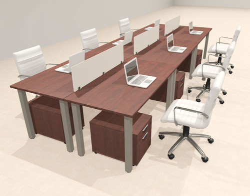 6 Person Modern  Metal Leg Office Workstation Desk Set, #OT-SUL-FPM57