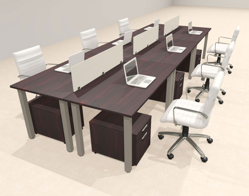 6 Person Modern  Metal Leg Office Workstation Desk Set, #OT-SUL-FPM58