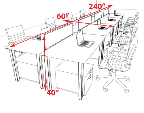 8 Person Modern  Metal Leg Office Workstation Desk Set, #OT-SUL-FPM61