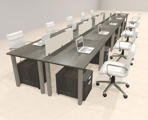 10 Person Modern  Metal Leg Office Workstation Desk Set, #OT-SUL-FPM70