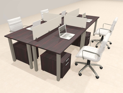 4 Person Modern  Metal Leg Office Workstation Desk Set, #OT-SUL-FPM73