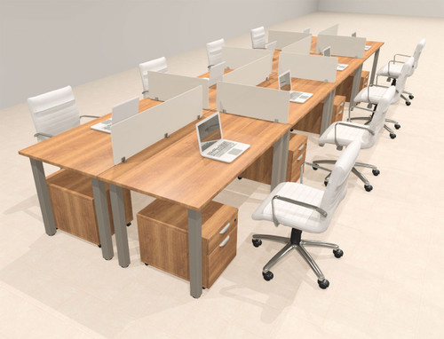 8 Person Modern  Metal Leg Office Workstation Desk Set, #OT-SUL-FPM81