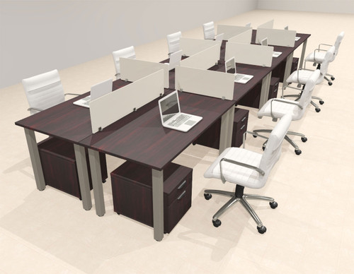 8 Person Modern  Metal Leg Office Workstation Desk Set, #OT-SUL-FPM83