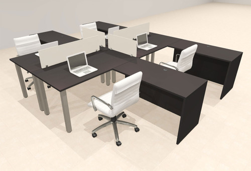 4 Person Modern  Metal Leg Office Workstation Desk Set, #OT-SUL-FPM99