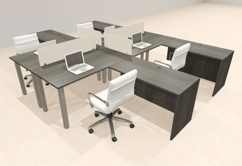 4 Person Modern  Metal Leg Office Workstation Desk Set, #OT-SUL-FPM100