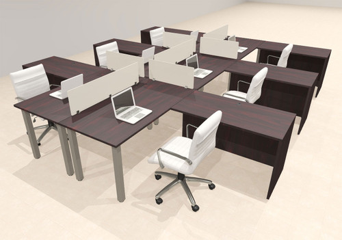 6 Person Modern  Metal Leg Office Workstation Desk Set, #OT-SUL-FPM103