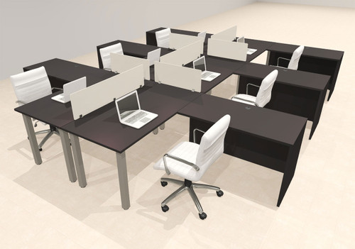 6 Person Modern  Metal Leg Office Workstation Desk Set, #OT-SUL-FPM104