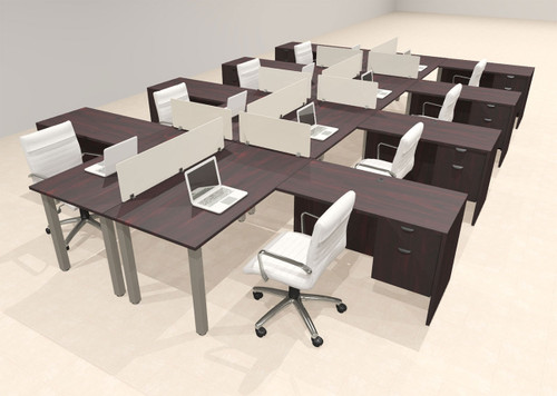 8 Person Modern  Metal Leg Office Workstation Desk Set, #OT-SUL-FPM133