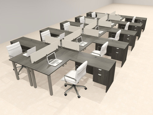 10 Person Modern  Metal Leg Office Workstation Desk Set, #OT-SUL-FPM140