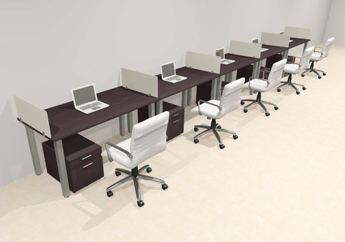 5 Person Modern  Metal Leg Office Workstation Desk Set, #OT-SUL-SPM43