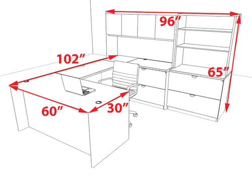 7pcs U Shaped 60"w X 102"d Modern Executive Office Desk, #OT-SUS-U36