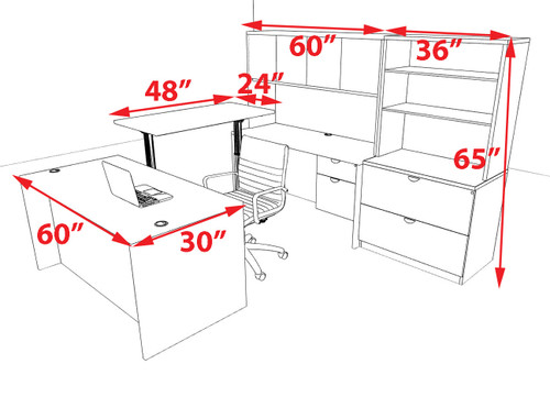 7pcs U Shaped 60"w X 102"d Modern Executive Office Desk, #OT-SUS-UH35