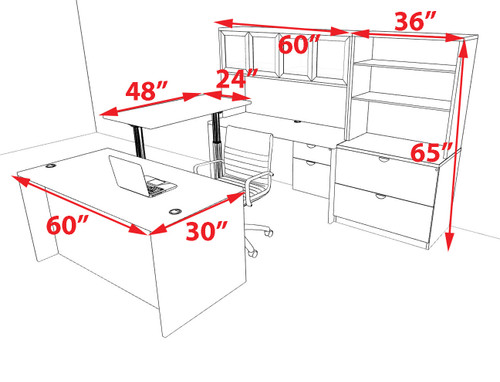 7pcs U Shaped 60"w X 102"d Modern Executive Office Desk, #OT-SUS-UH94