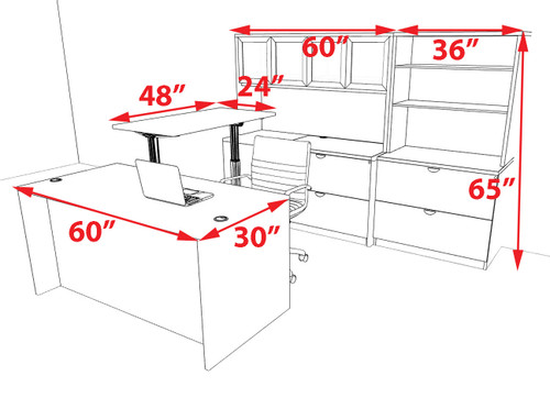 7pcs U Shaped 60"w X 102"d Modern Executive Office Desk, #OT-SUS-UH97