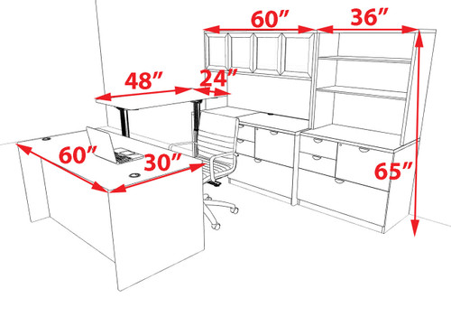 pcs U Shaped 60"w X 102"d Modern Executive Office Desk, #OT-SUS-UH101