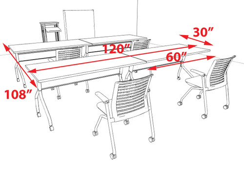 4pcs I Shape 10' Feet Nesting Training / Conference Table, #OT-SUL-T11-A