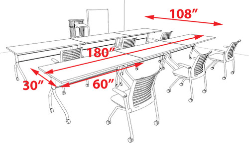 6pcs I Shape 15' Feet Nesting Training / Conference Table, #OT-SUL-T23-A