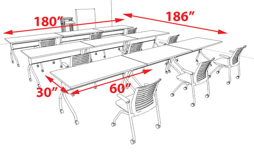 9pcs I Shape 15' Feet Nesting Training / Conference Table, #OT-SUL-T39-A