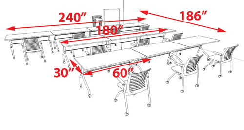 10pcs I Shape 20' Feet Nesting Training / Conference Table, #OT-SUL-T42-A