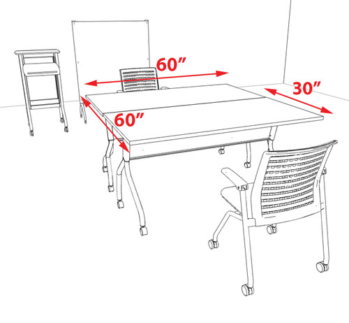 2pcs SQUARE Shape 5' Feet Nesting Training / Conference Table, #OT-SUL-T5-B