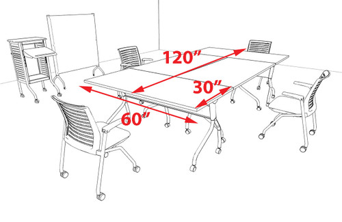 4pcs RETANGULAR Shape 10' Feet Nesting Training / Conference Table, #OT-SUL-T11-B