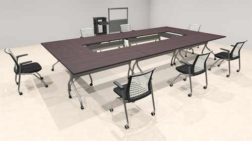 7pcs O Shape 15' Feet Nesting Training / Conference Table, #OT-SUL-T28-B