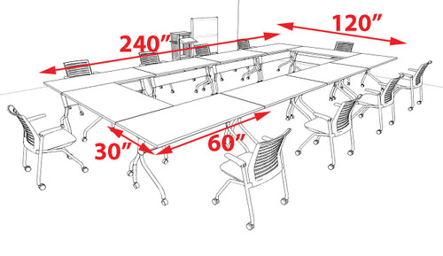 10pcs O Shape 20' Feet Nesting Training / Conference Table, #OT-SUL-T42-B