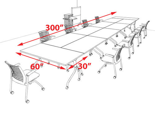 10pcs RETANGULAR Shape 25' Feet Nesting Training / Conference Table, #OT-SUL-T42-C