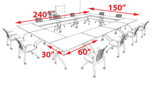 11pcs O Shape 20' Feet Nesting Training / Conference Table, #OT-SUL-T50-C