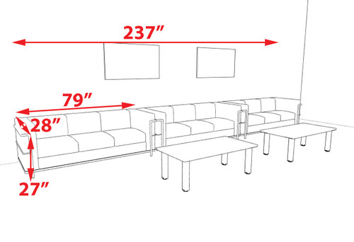 3pcs 9 Person Modern Office LeatherSoft SOFA Set, #UF-REG-SW3-A