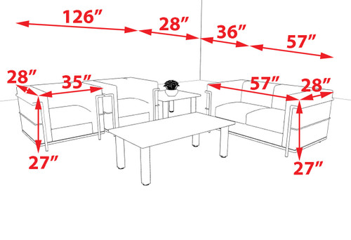 3pcs 4 Person Modern Office LeatherSoft CHAIR + LOVE Set, #UF-REG-CLF1-A