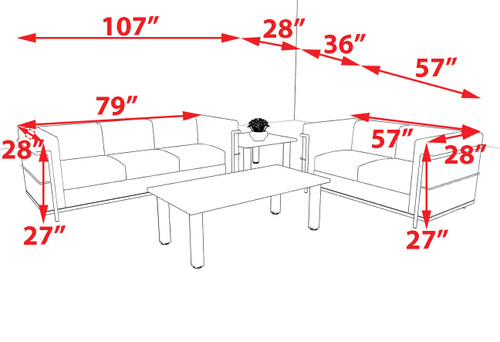 2pcs 5 Person Modern Office LeatherSoft LOVE + SOFA Set, #UF-REG-LSF1-A