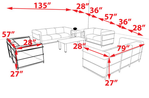 4pcs 10 Person Modern Office LeatherSoft LOVE + SOFA Set, #UF-REG-LSF3-A