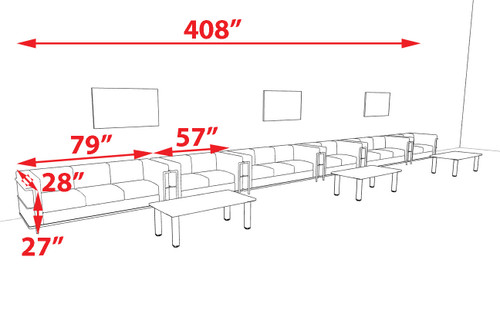 6pcs 15 Person Modern Office LeatherSoft LOVE + SOFA Set, #UF-REG-LSW3-B