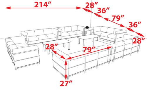 6pcs 18 Person Modern Office LeatherSoft SOFA Set, #UF-REG-SF6-B