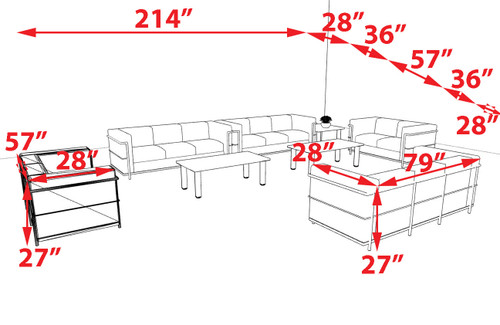 5pcs 13 Person Modern Office LeatherSoft LOVE + SOFA Set, #UF-REG-LSF4-B