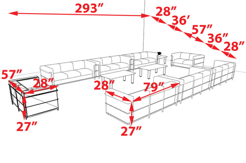 8pcs 22 Person Modern Office LeatherSoft LOVE + SOFA Set, #UF-REG-LSF7-B